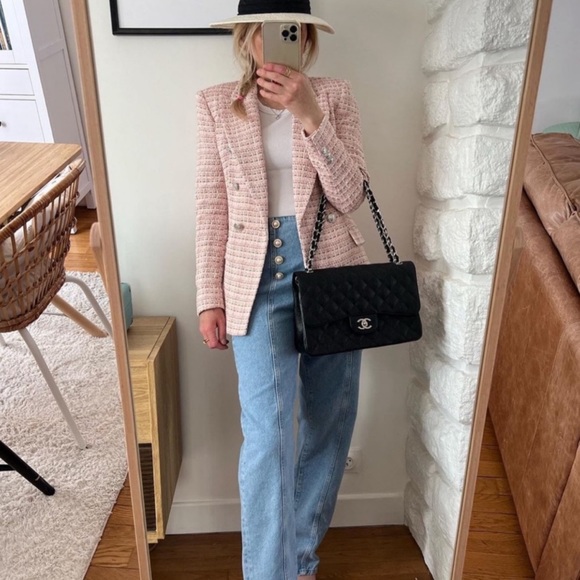 Zara Pink Tweed Blazer - Picture 6 of 13